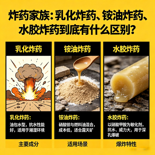 通许炸药家族：乳化炸药、铵油炸药、水胶炸药到底有什么区别？